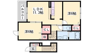 余部駅 徒歩18分 2階の物件間取画像